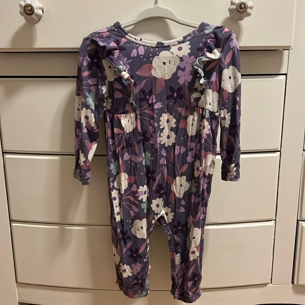 Little sleepies play long sleeve floral ruffle romper